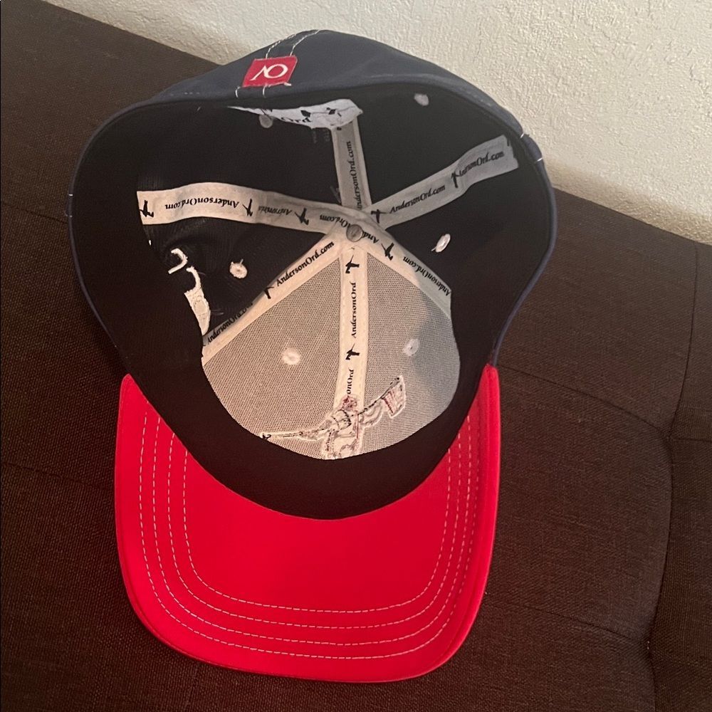 #1063+Unisex Red and White Baseball Cap W/ Embroidered Design - Picture 5 of 8